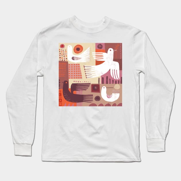 Pink Birds Long Sleeve T-Shirt by Gareth Lucas